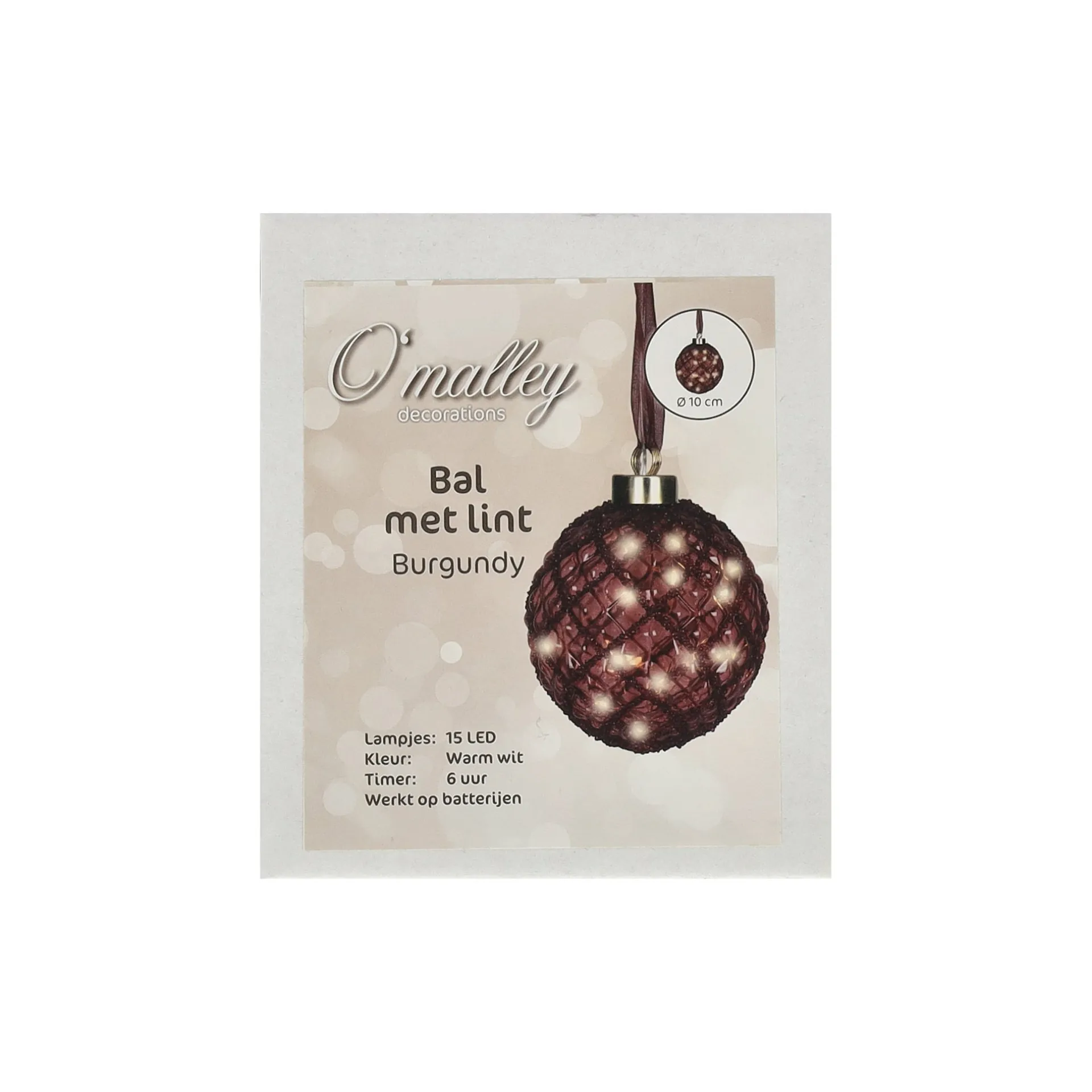 bal-met-lint-burgundy-10-cm-15-wxeojwHS-1.webp Discount O'malley Bal Met Lint Burgundy 10 Cm 15 LED-warm Wit