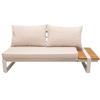 Clearance Bois Le Duc Bank 2-zits Links Frullo Crème Met Kussens