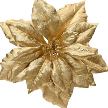 Discount Decoris Bloem Kerstroos Goud 24 Cm