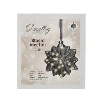 Sale O'malley Bloem Met Lint Grijs 19 Cm 20 LED-ww