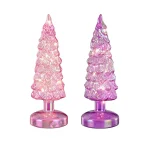 Outlet Mica Decorations Boom Glas Roze Lila LED 22cm