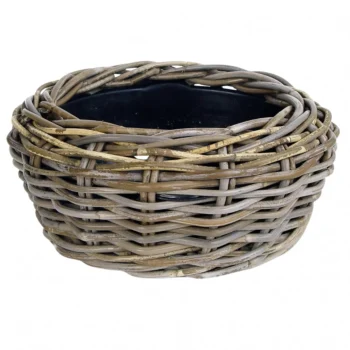 Clearance Van Der Leeden Drypot Rattan Grijs 32 X 14 Cm