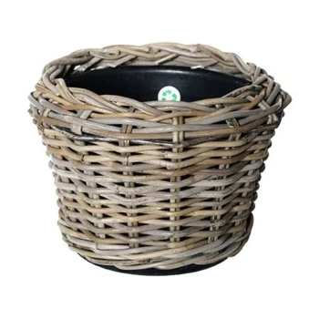 Sale Van Der Leeden Drypot Rattan Rond Grijs 27 X 20 Cm