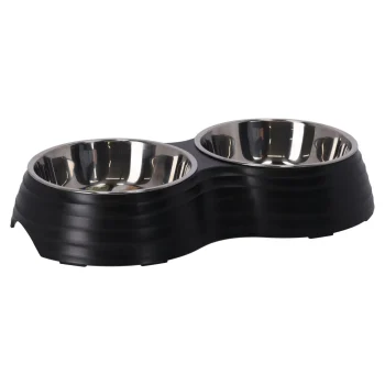Discount Friendly Pet Eetpot Hond Duo Ribbel Zwart 2x160