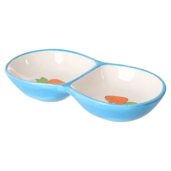 Online Friendly Pet Eetpot Knaagdier Ozzy Keramisch Dubbel Blauw 16x8x3cm