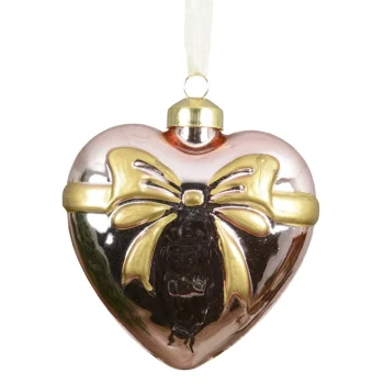 Discount Decoris Hanger Glas Hart Strik Roze 8 Cm