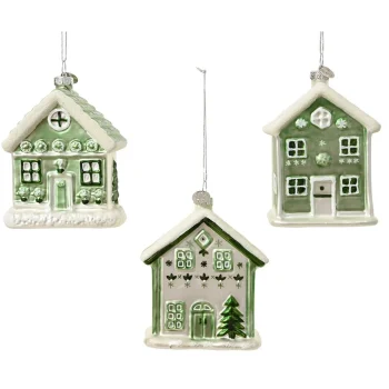 Best Decoris Hanger Glas Huis Groen 10 Cm