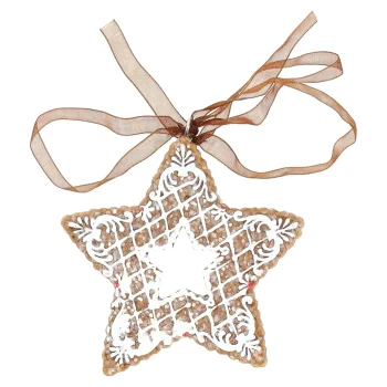 Clearance Hanger Ster Gingerbread Wit 8 Cm