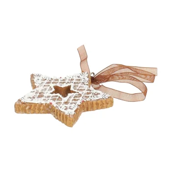 Clearance Hanger Ster Gingerbread Wit 8 Cm