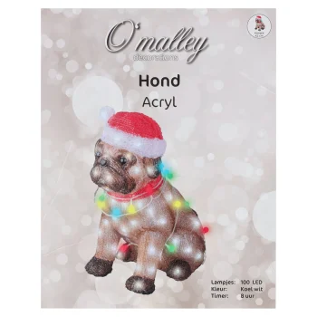 Discount O'malley Hond Met Kerstverlichting Acryl 42cm 100LED