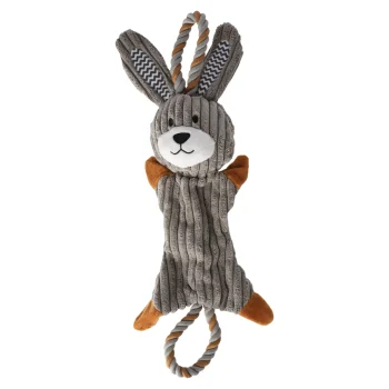 Discount Friendly Pet Hondenspeelgoed Gommy Konijn + Trektouw Grijs 48cm