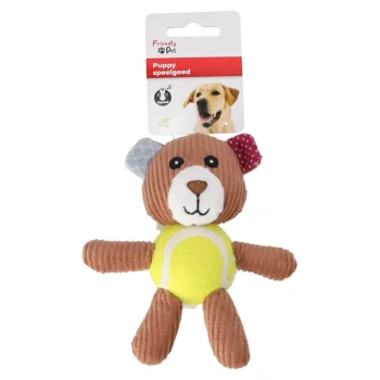 Outlet Friendly Pet Hondenspeelgoed Nilak Beer Plush + Tennisbal Bruin 15cm