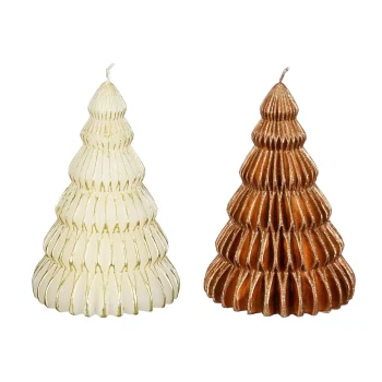Discount Mica Decorations Kaars Boom Wit Koper 14cm