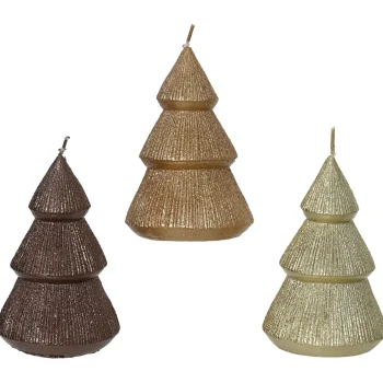 New Kaemingk Kaars Kerstboom Glitter Goud 12 Cm