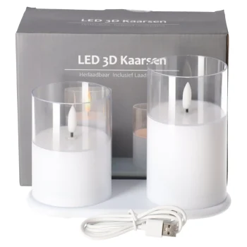Fashion Kaars LED Set 2 Wit Oplaadbaar