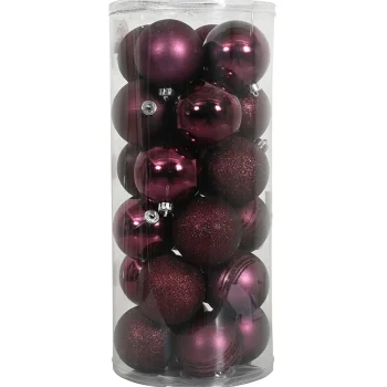 Discount O'malley Kerstbal 4cm Mix Koker 24st Wijnrood