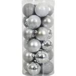 Fashion O'malley Kerstbal 4cm Mix Koker 24st Zilver