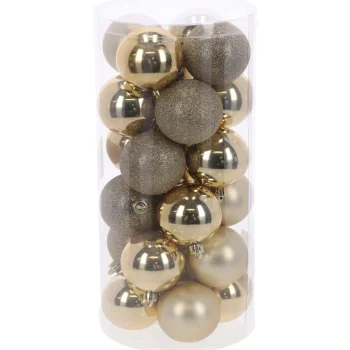 Fashion O'malley Kerstbal 6cm Mix Koker 24st Soft Gold