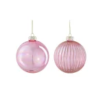 Outlet Mica Decorations Kerstbal Glas Roze 8cm