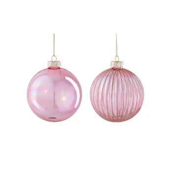 Outlet Mica Decorations Kerstbal Glas Roze 8cm