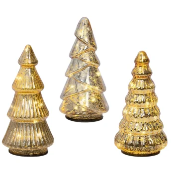 Discount Kerstboom Glas Led Goud 17 Cm