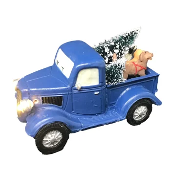 Best Kerstdorp Auto Blauwe 10x6cm
