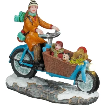 Hot Luville Kerstdorp Bakfiets Blauw 9x4x8cm