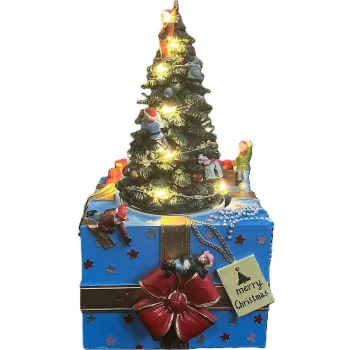 Sale Kerstdorp Boom Met Geschenk 11x11x21cm