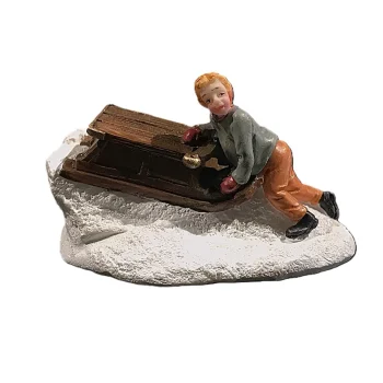 Hot Kerstdorp Jongen Met Slee