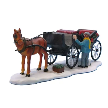 Clearance Kerstdorp Koets Paard 21x8x7cm