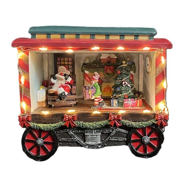 New Kerstdorp Pakjeswagon 16x8x13cm
