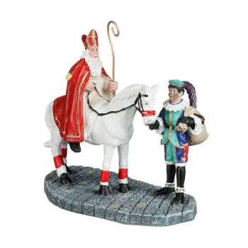 Best Luville Kerstdorp Sint Met Paard 10x5x9cm