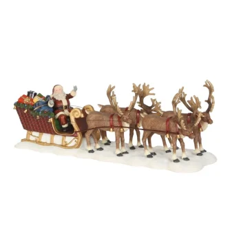 Outlet Luville Kerstdorp Slee Met Rendieren 21 X 6 X 8 Cm