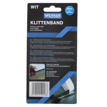 Clearance Westham Klittenband Plak 20x1000mm Wit