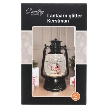 Best O'malley Lantaarn Glitter Kerstman Antique 20cm