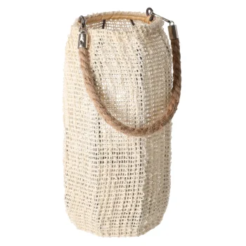 Best Natural Collections Lantaarn Katoen Met Glas Wit 14 X 28 Cm