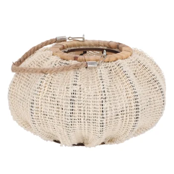 Best Natural Collections Lantaarn Katoen Met Glas Wit 28 X 24 X 16 Cm