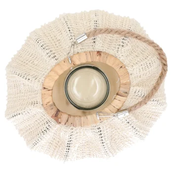 Best Natural Collections Lantaarn Katoen Met Glas Wit 28 X 24 X 16 Cm