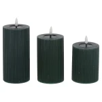 Fashion O'malley LED Kaars Rib Melt 3st Donkergroen