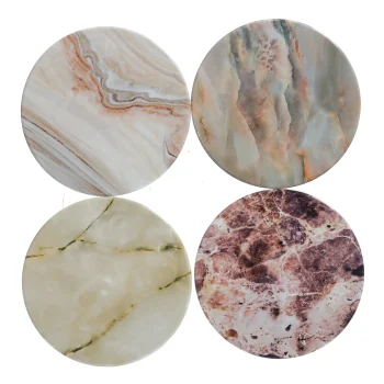 Hot Natural Collections Onderzetter Rond Marble 10 Cm 6 Assorti