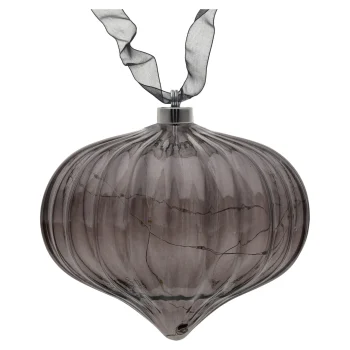 Fashion O'malley Ornament Met Lint Grijs 21 Cm 20 LED-warmwit