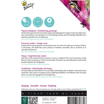 Outlet Buzzy Papaver Enkelbloemig Mix