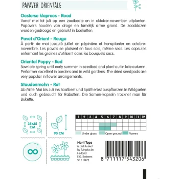 Hot Horti Tops Papaver Orientale Oosterse Klaproos Rood