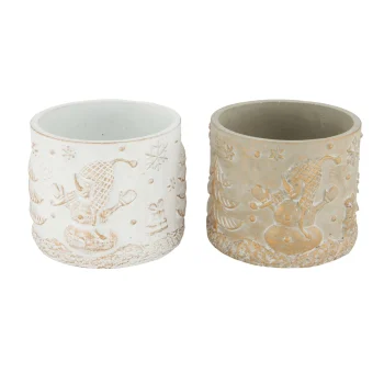 Fashion Natural Collections Pot Cement Brushed Gold 12 X 10 Cm 2 Assorti