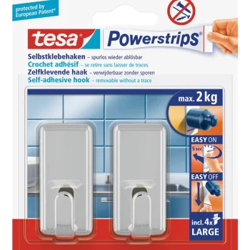 Fashion Tesa Powerstrips Haak L Classic Chroom