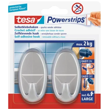 Outlet Tesa Powerstrips Haak L Ovaal Chroom