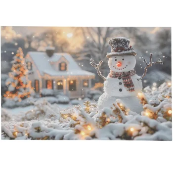 Clearance O'malley Schilderij LED Sneeuwman 60 X 40 Cm