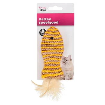 Fashion Friendly Pet Speelgoed Kat Vis 14 Cm Bruin Geel