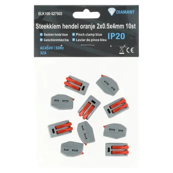 Online Diamant Steekklem Hendel Oranje 2x0.5x4mm 10st