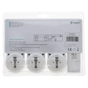 Fashion Diamant Stopcontact Met Afstandsbediening 4-delig BE